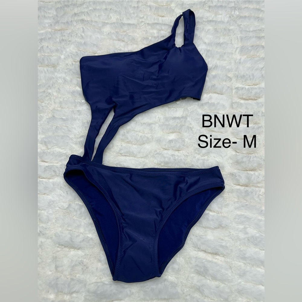 Fashion Nova One-Shoulder Navy One Piece